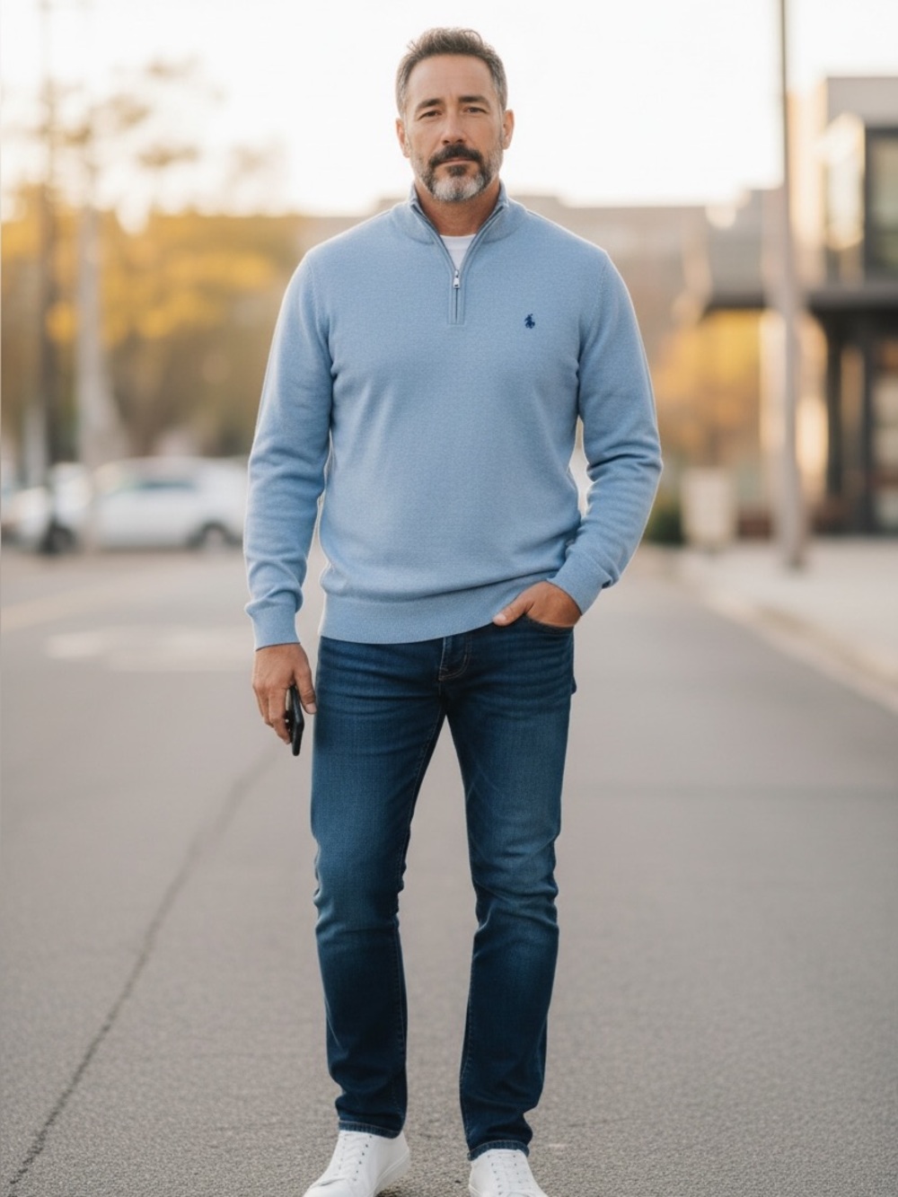 Izod Light Blue Quarter-Zip Pullover Sweatshirt